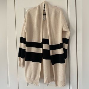 Max Studio Cream and Black Striped Cardigan